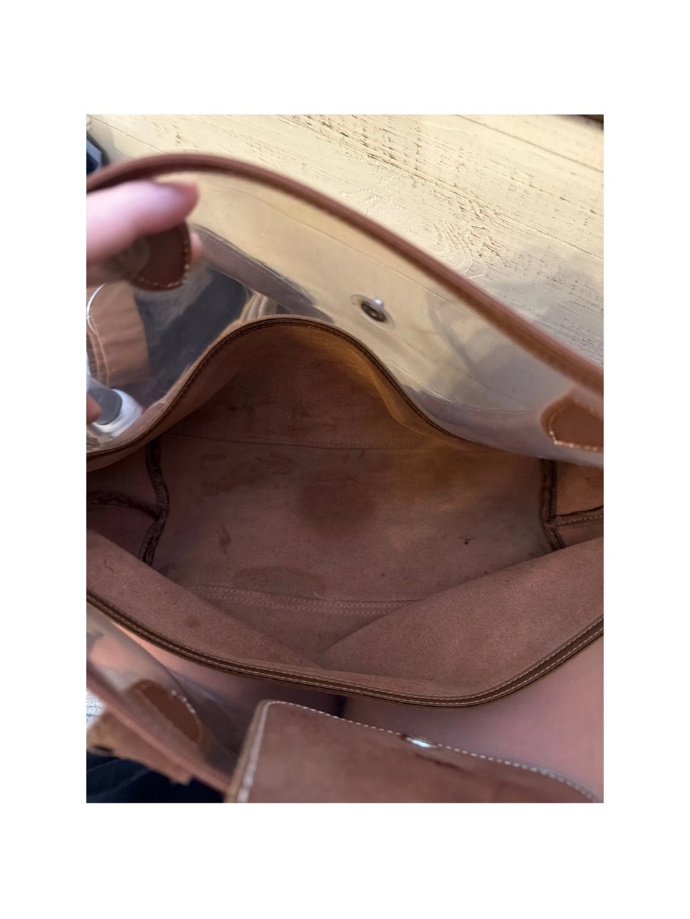 Longchamp Brown Tote with Clear Panel - Picture 11 of 13